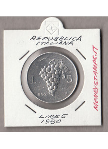 1950 Lire 5 Italia Repubblica Grappolo d'uva